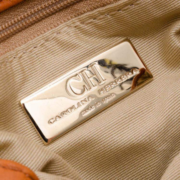 Pre Owned Carolina Herrera Orange Pleated Bag 