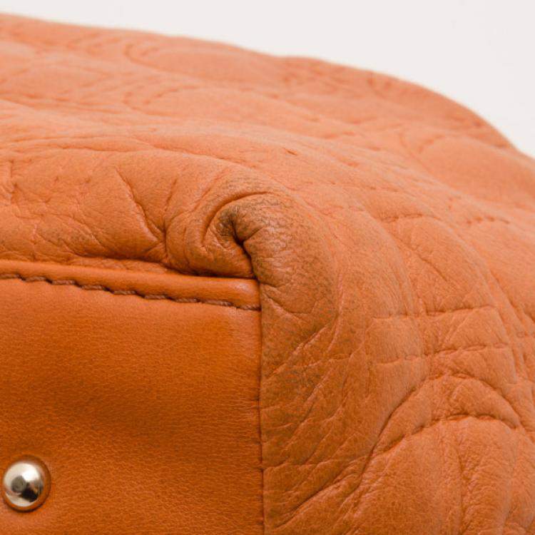 Pre Owned Carolina Herrera Orange Pleated Bag 