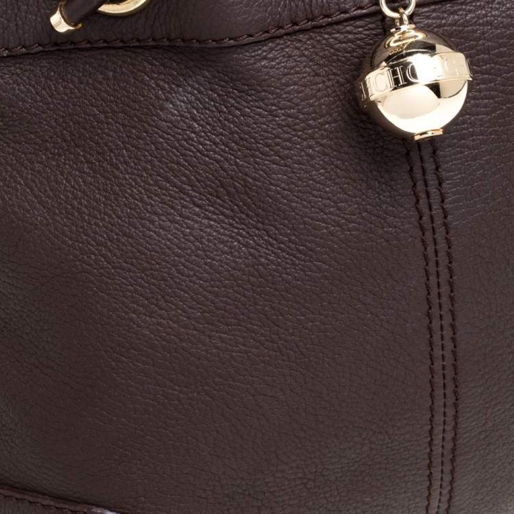 Pre Owned Carolina Herrera Brown Leather Chain Handle Tote