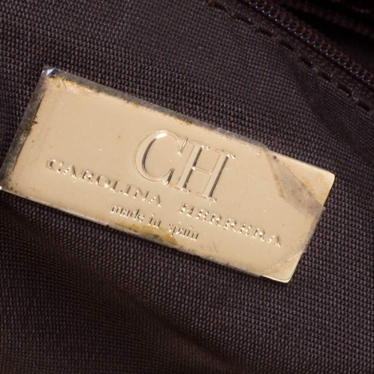 Pre Owned Carolina Herrera Brown Leather Chain Handle Tote