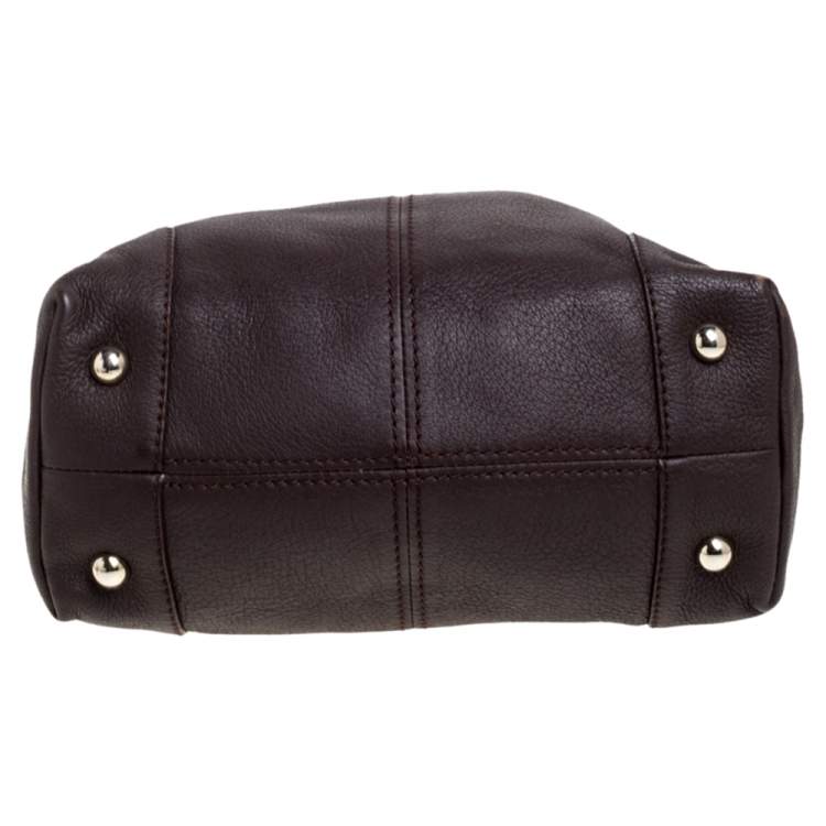 Pre Owned Carolina Herrera Brown Leather Chain Handle Tote