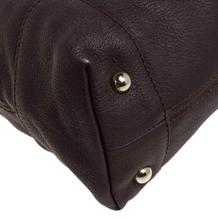 Pre Owned Carolina Herrera Brown Leather Chain Handle Tote