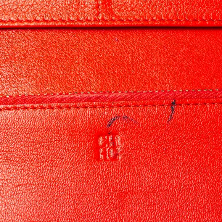 Pre Owned Carolina Herrera Preppy Red Quilted Leather Flap Wallet