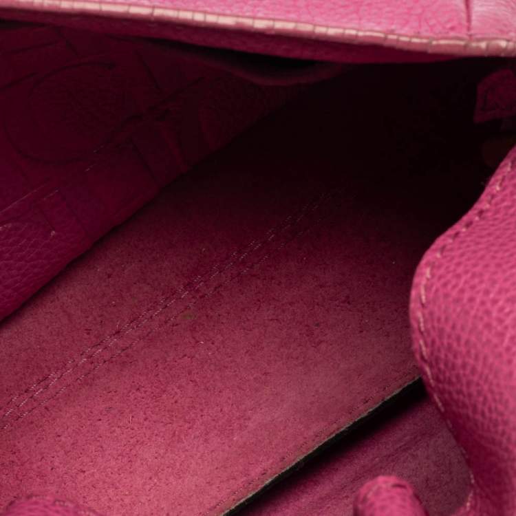 Pre Owned Carolina Herrera Pink Leather Mini Minuetto Top Handle Bag