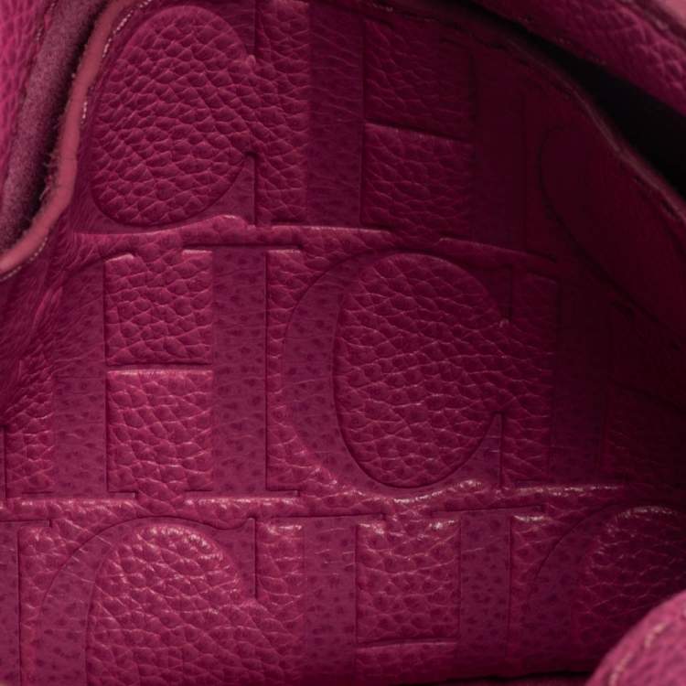 Pre Owned Carolina Herrera Pink Leather Mini Minuetto Top Handle Bag