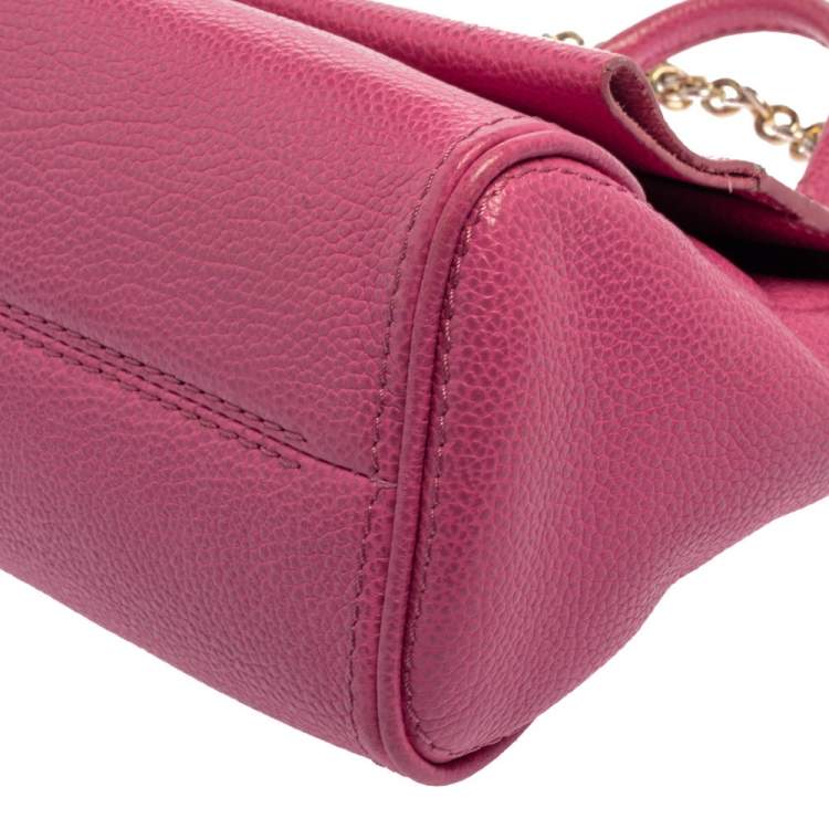Pre Owned Carolina Herrera Pink Leather Mini Minuetto Top Handle Bag