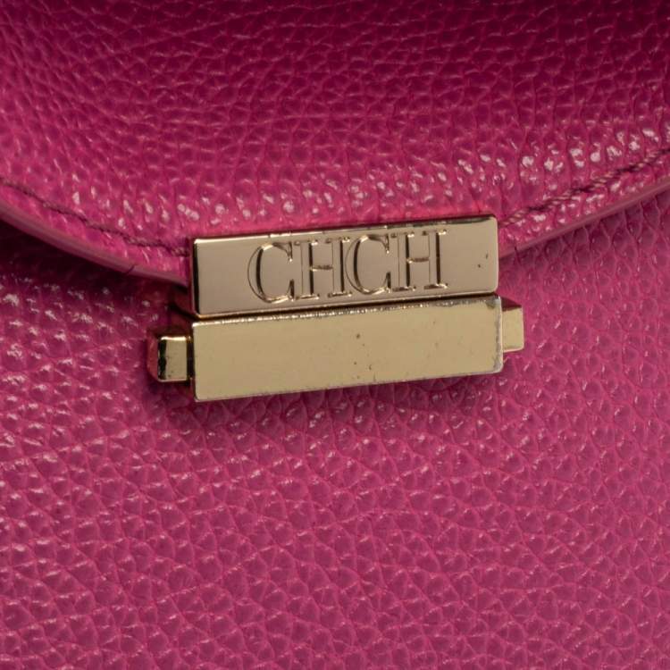 Pre Owned Carolina Herrera Pink Leather Mini Minuetto Top Handle Bag