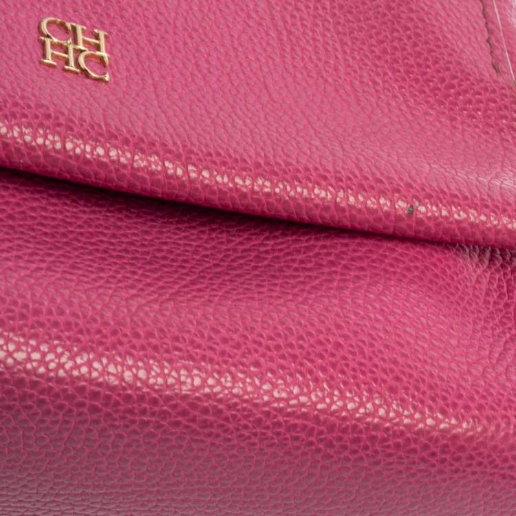 Pre Owned Carolina Herrera Pink Leather Mini Minuetto Top Handle Bag