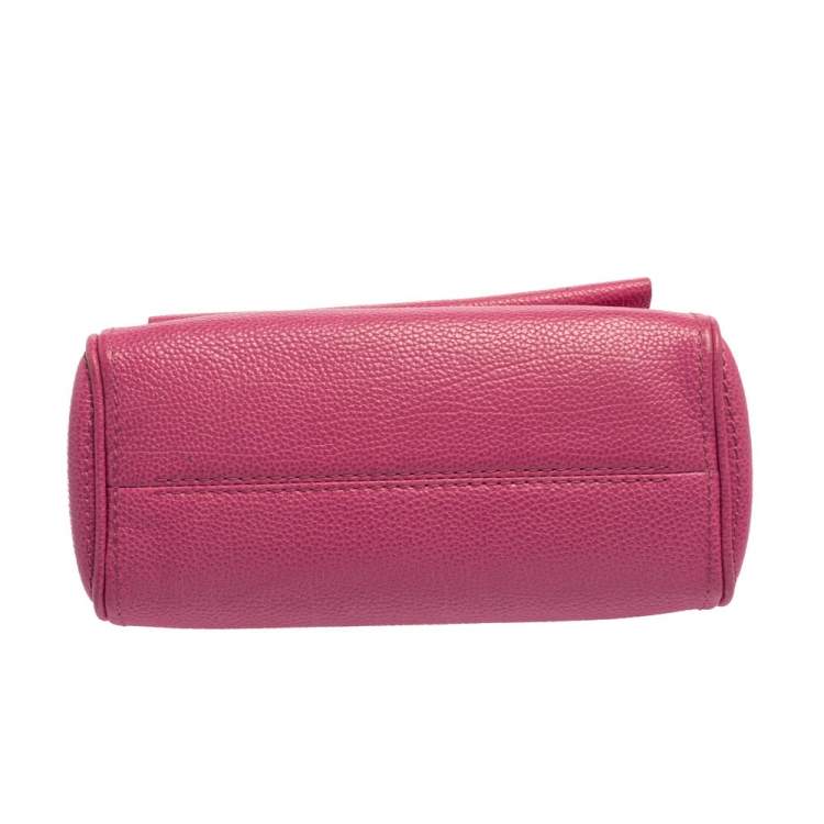 Pre Owned Carolina Herrera Pink Leather Mini Minuetto Top Handle Bag