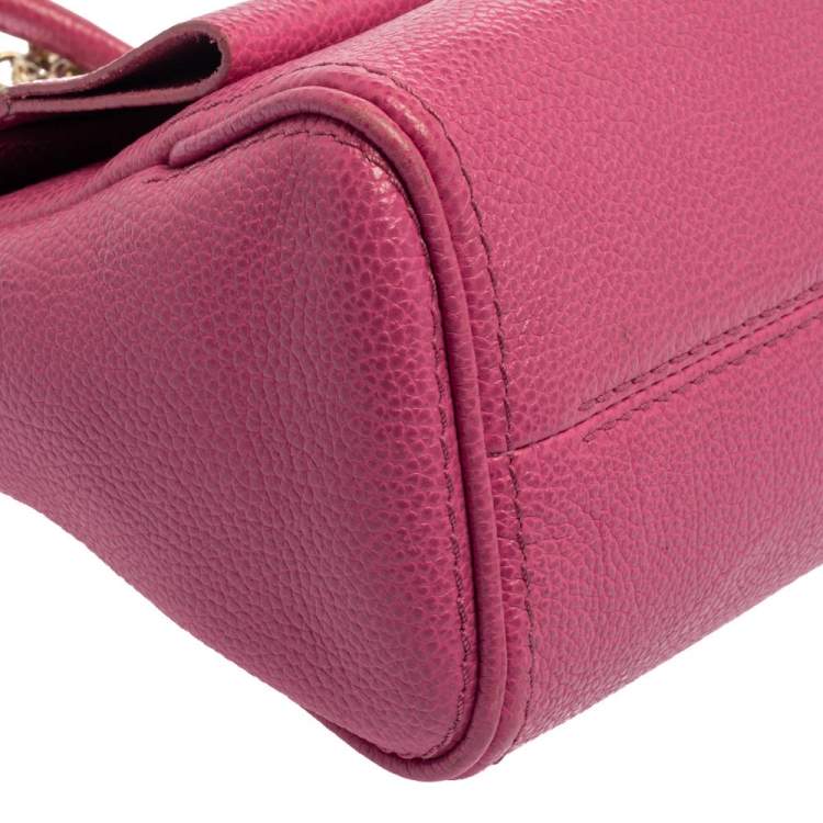 Pre Owned Carolina Herrera Pink Leather Mini Minuetto Top Handle Bag