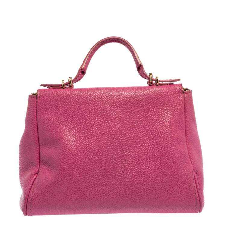 Pre Owned Carolina Herrera Pink Leather Mini Minuetto Top Handle Bag