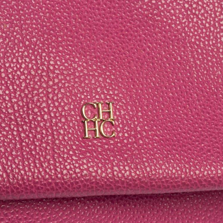 Pre Owned Carolina Herrera Pink Leather Mini Minuetto Top Handle Bag