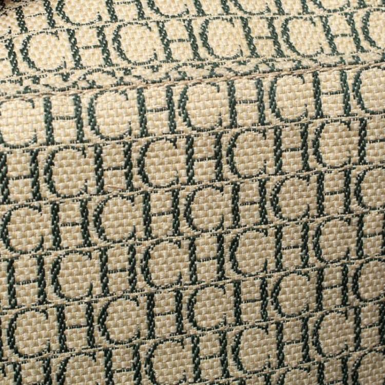 Pre Owned Carolina Herrera Brown Monogram Leather Large Andy Boston Bag