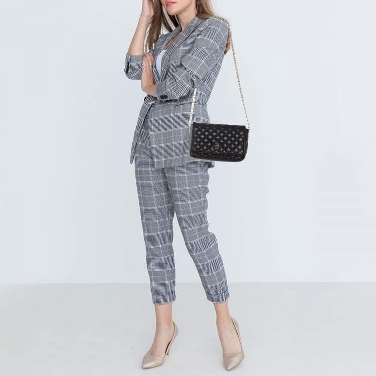 Pre Owned Carolina Herrera Black Quilted Leather Flap Chain Shoulder Bag