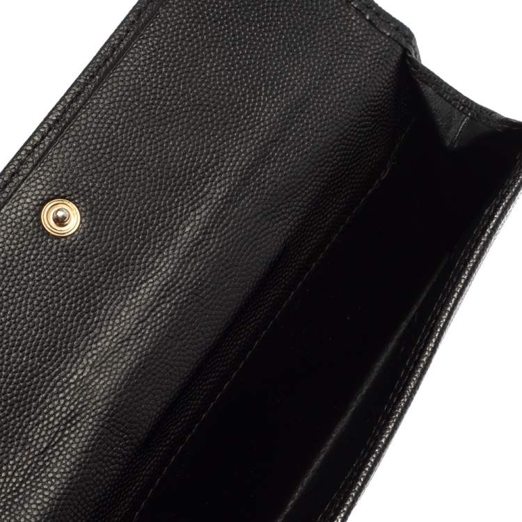 Pre Owned Carolina Herrera Black Leather Flap Continental Wallet
