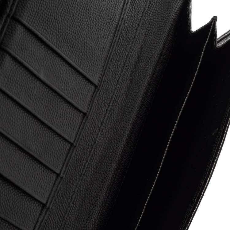 Pre Owned Carolina Herrera Black Leather Flap Continental Wallet