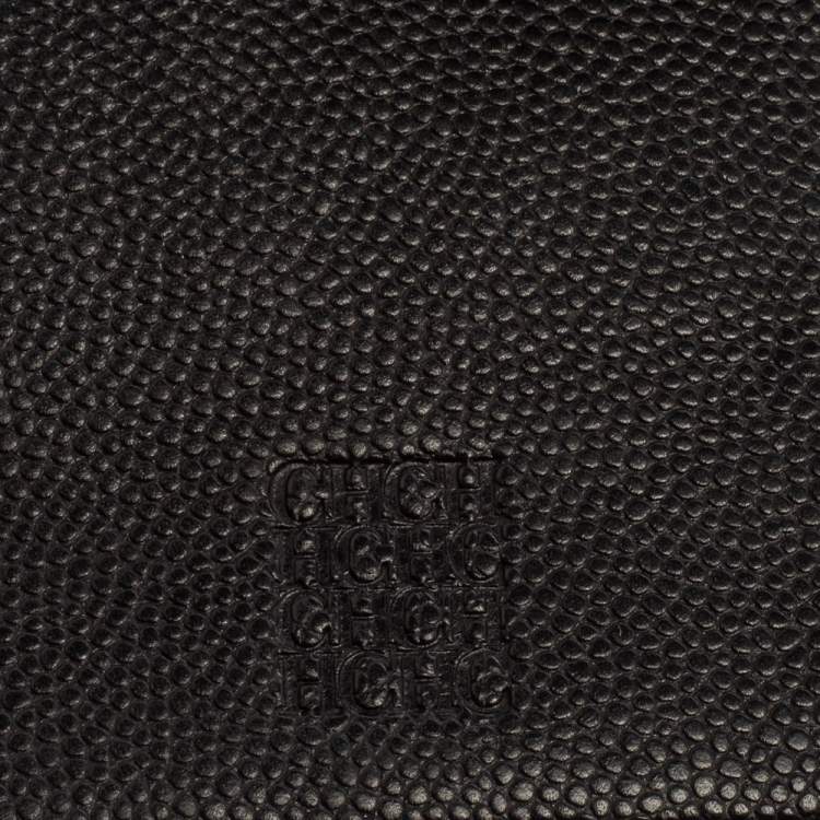 Pre Owned Carolina Herrera Black Leather Flap Continental Wallet