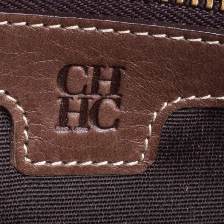 Pre Owned Carolina Herrera Purple Monogram Leather Continental Wallet
