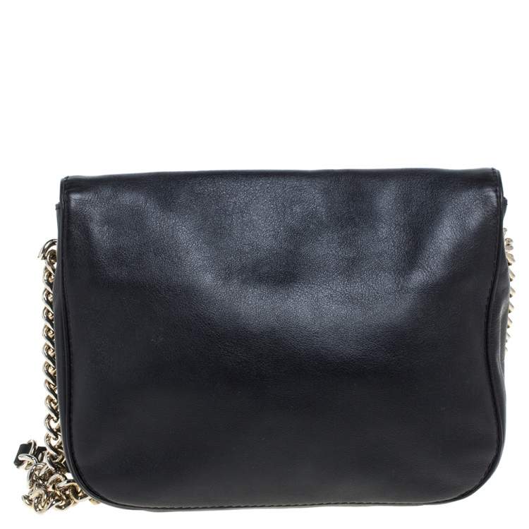 Pre Owned Carolina Herrera Black Leather New Baltazar Flap Shoulder Bag