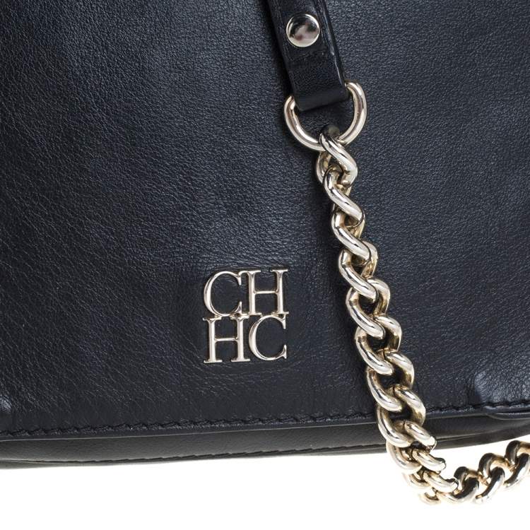 Pre Owned Carolina Herrera Black Leather New Baltazar Flap Shoulder Bag