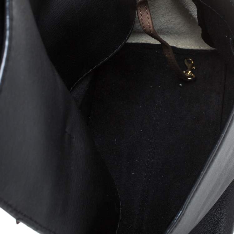 Pre Owned Carolina Herrera Black Leather Minuetto Flap Top Handle Bag