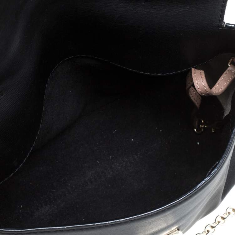 Pre Owned Carolina Herrera Black Leather Minuetto Flap Top Handle Bag