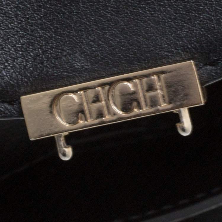 Pre Owned Carolina Herrera Black Leather Minuetto Flap Top Handle Bag