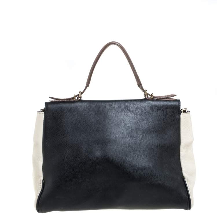 Pre Owned Carolina Herrera Black Leather Minuetto Flap Top Handle Bag