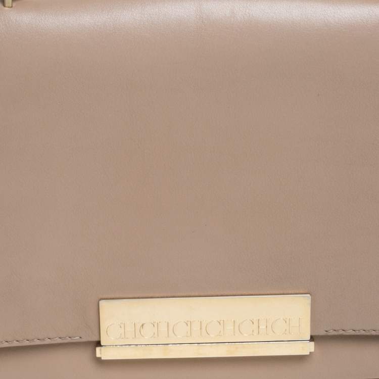 Pre Owned Carolina Herrera Tri Color Leather Flap Shoulder Bag