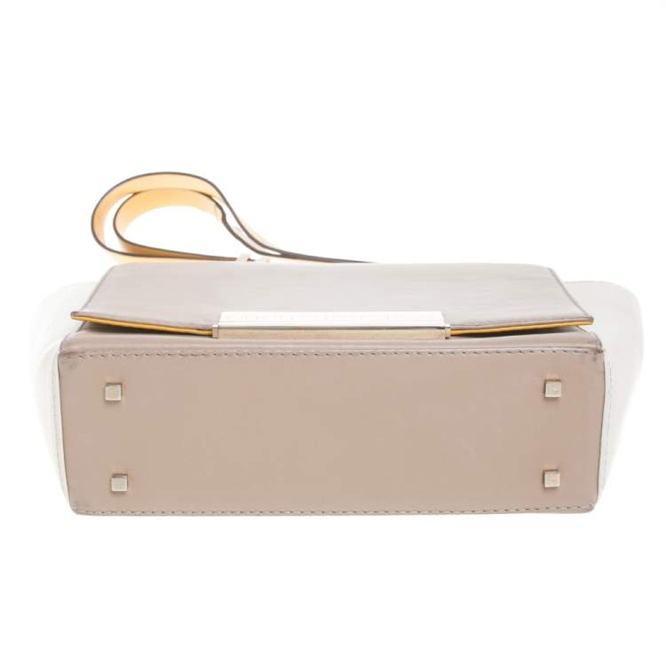 Pre Owned Carolina Herrera Tri Color Leather Flap Shoulder Bag