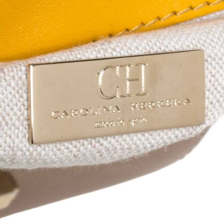 Pre Owned Carolina Herrera Tri Color Leather Flap Shoulder Bag