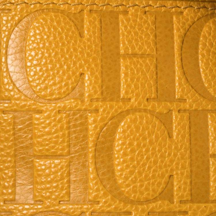 Pre Owned Carolina Herrera Yellow Leather Minuetto Flap Top Handle Bag