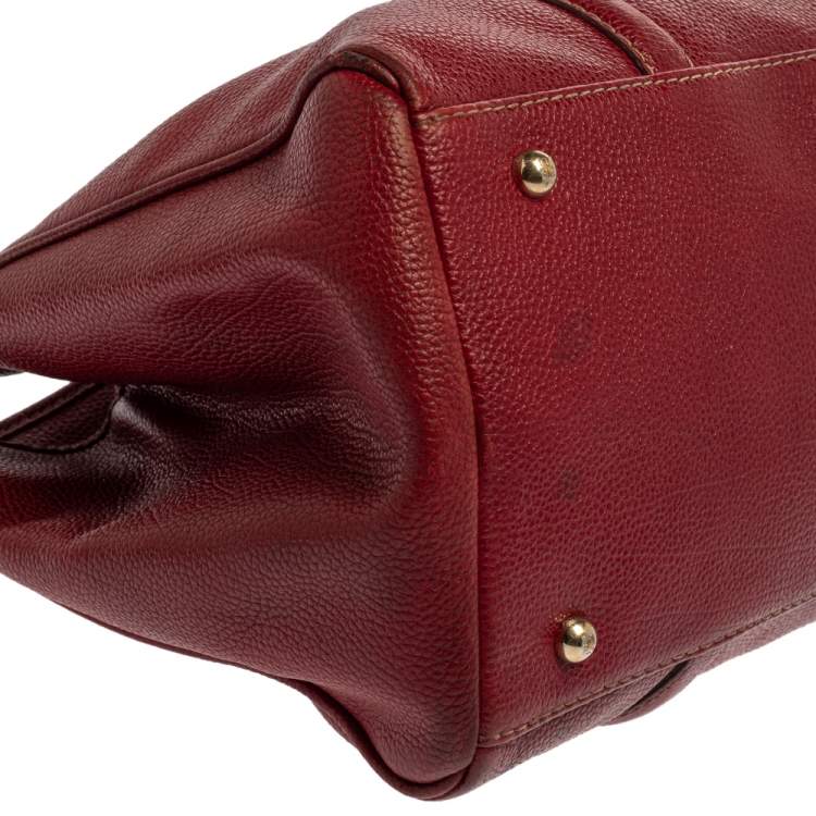 Pre Owned Carolina Herrera Red Leather Matteo Tote
