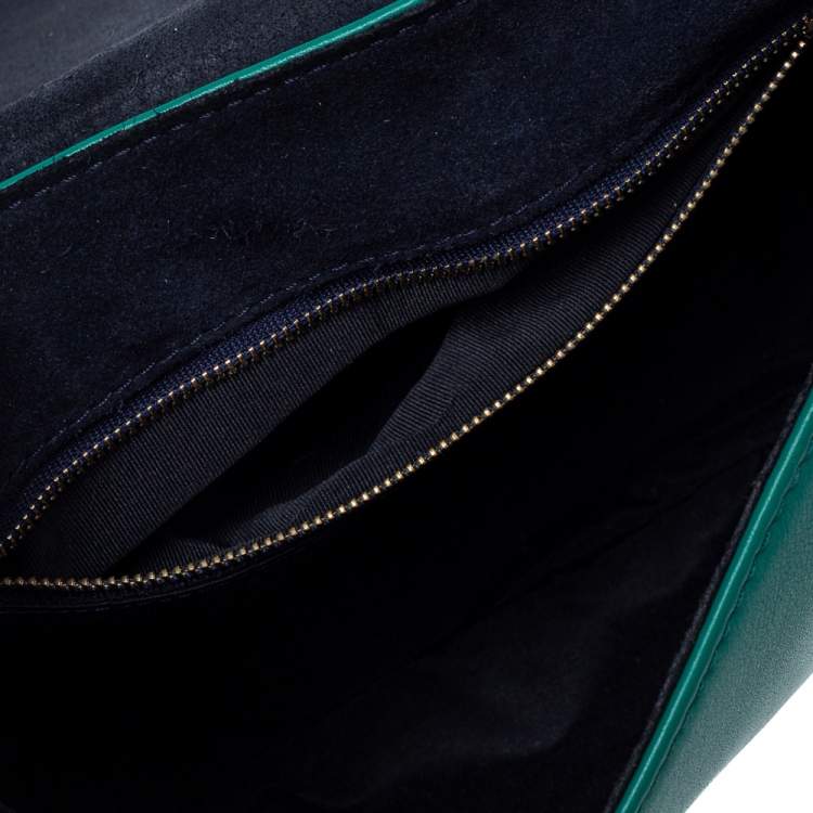 Pre Owned Carolina Herrera Green Leather Saddle Crossbody Bag