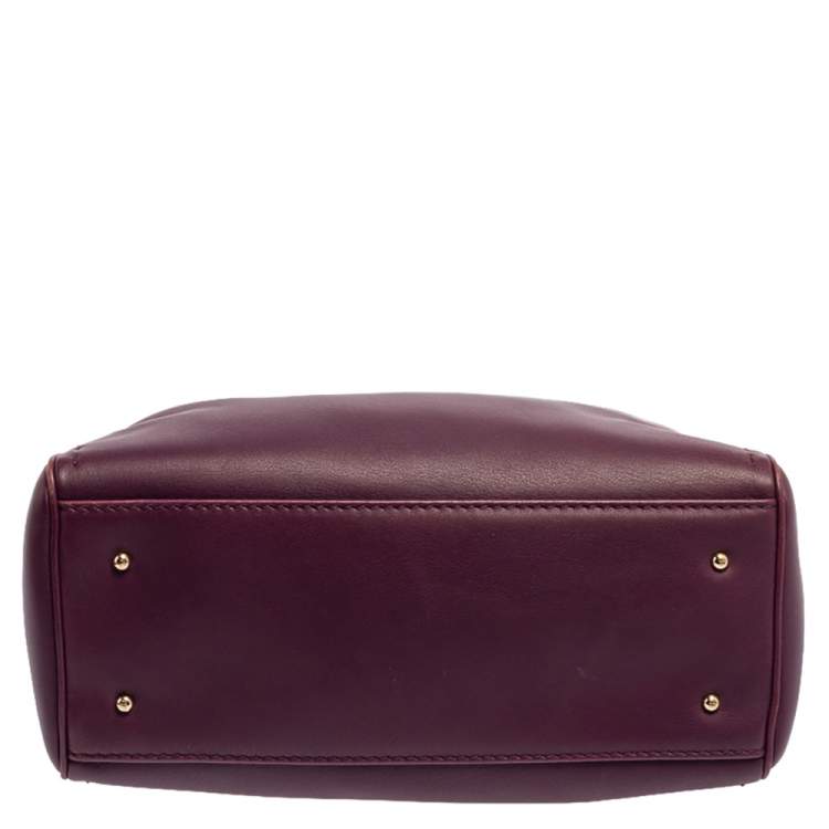 Pre Owned Carolina Herrera Purple Leather Charm Tote