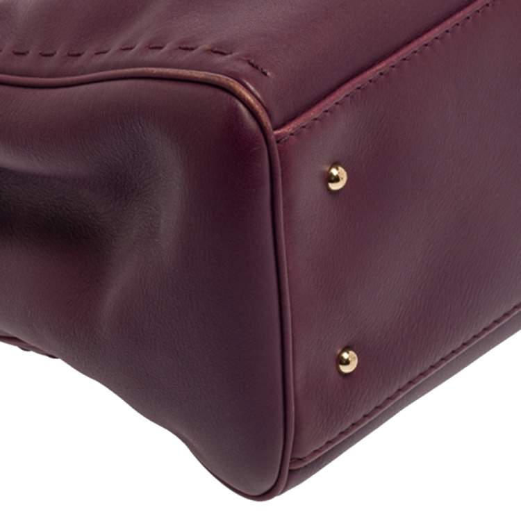 Pre Owned Carolina Herrera Purple Leather Charm Tote