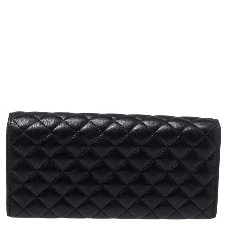 Pre Owned Carolina Herrera Black Quilted Leather Flap Wallet