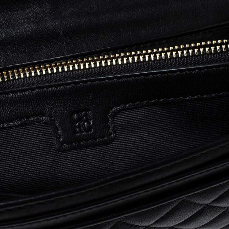 Pre Owned Carolina Herrera Black Quilted Leather Flap Wallet