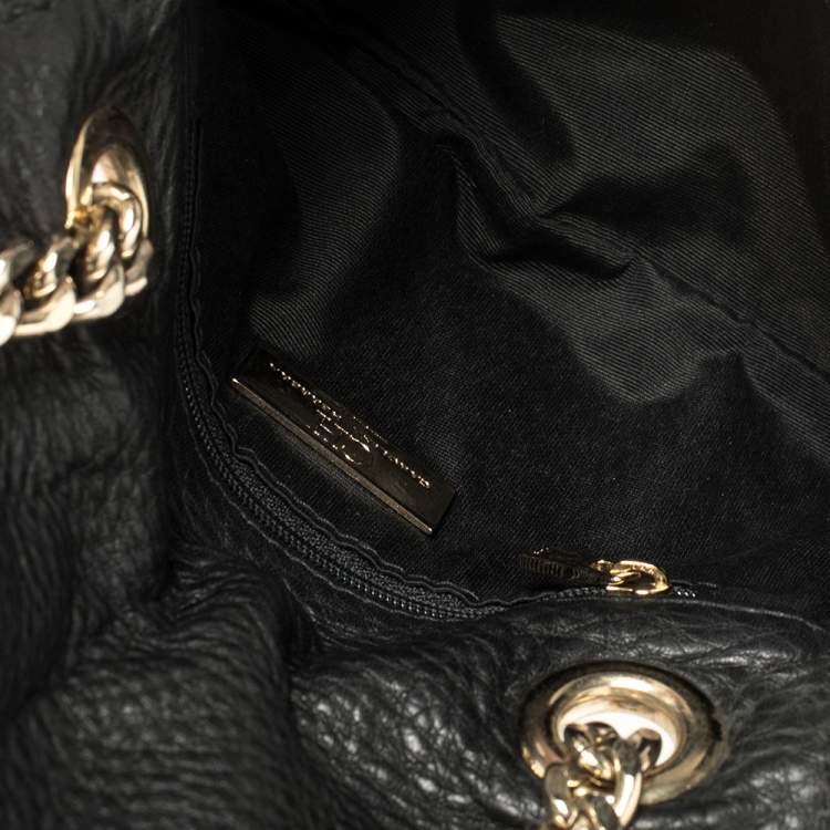 Pre Owned Carolina Herrera Black Embossed Leather Audrey Shoulder Bag