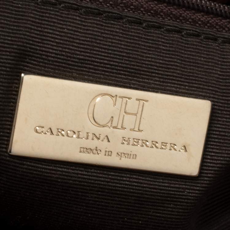 Pre Owned Carolina Herrera Embossed Leather Chain Hobo