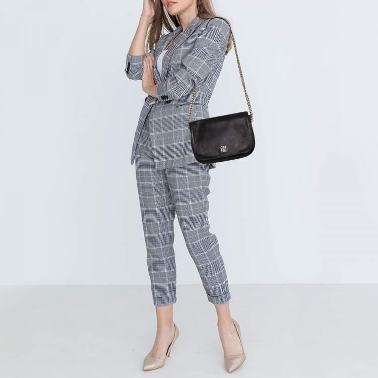 Pre Owned Carolina Herrera Black Leather New Baltazar Shoulder Bag