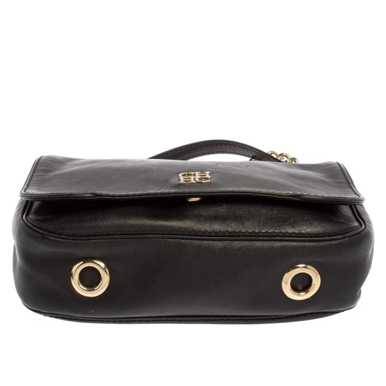 Pre Owned Carolina Herrera Black Leather New Baltazar Shoulder Bag