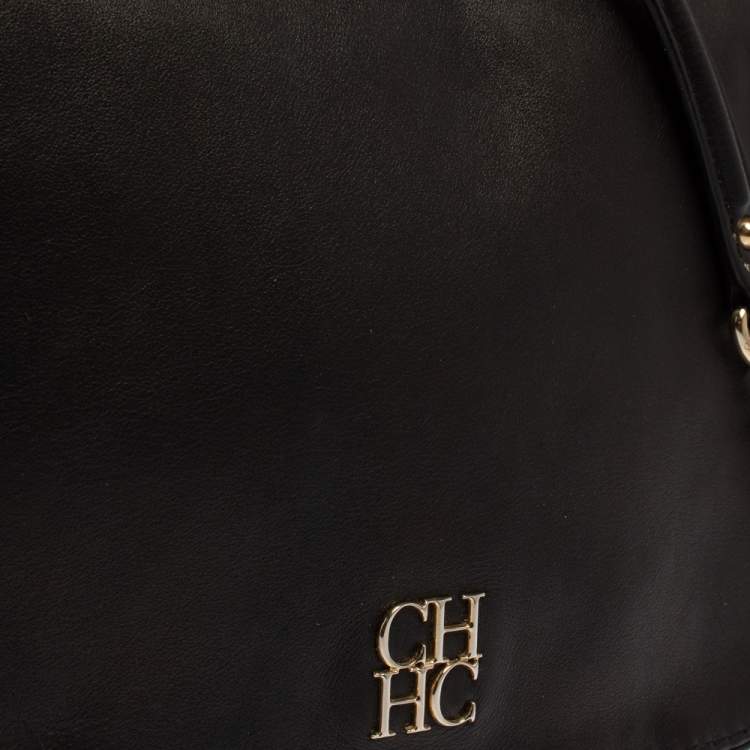 Pre Owned Carolina Herrera Black Leather New Baltazar Shoulder Bag