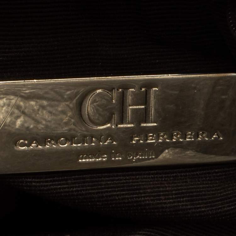 Pre Owned Carolina Herrera Brown Embossed Leather Bucket Shoulder Bag