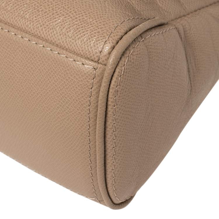 Pre Owned Carolina Herrera Beige Leather Mini Minuetto Top Handle Bag