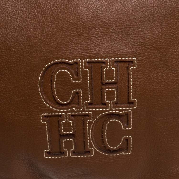 Pre Owned Carolina Herrera Brown Leather Hobo
