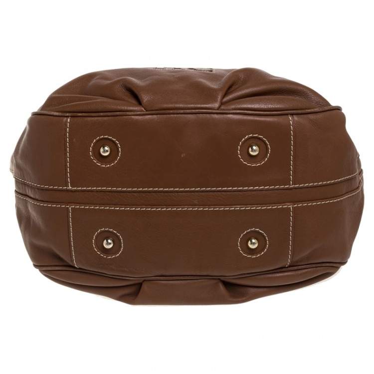 Pre Owned Carolina Herrera Brown Leather Hobo