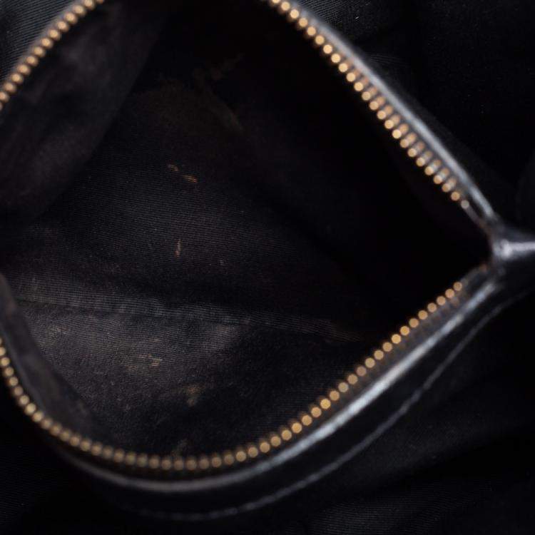 Pre Owned Carolina Herrera Black Quilted Leather Crystal Embellished Chain Tote 