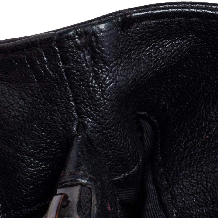 Pre Owned Carolina Herrera Black Quilted Leather Crystal Embellished Chain Tote 