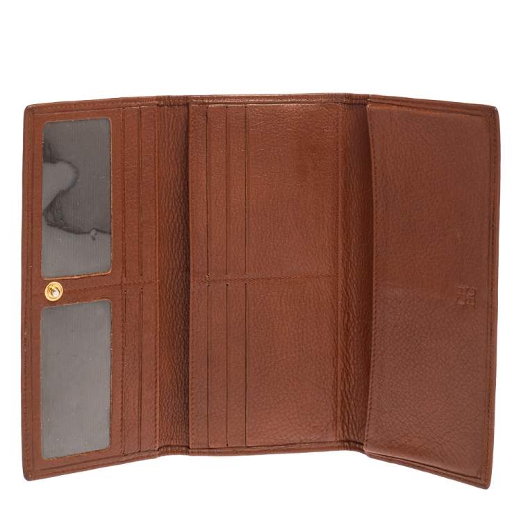 Pre Owned Carolina Herrera Brown Monogram Leather Continental Wallet